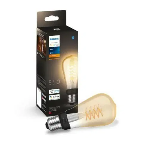 LED žárovky Philips HUE white LED Filament žárovka E27 ST64 7W 550lm 2100K IP20, stmívatelná