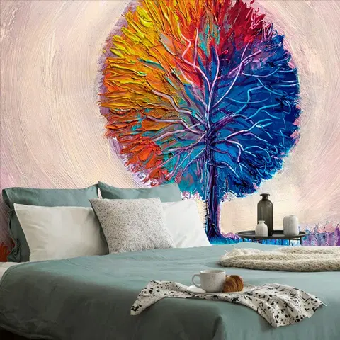Tapety s imitací maleb Tapeta barevný akvarelový strom