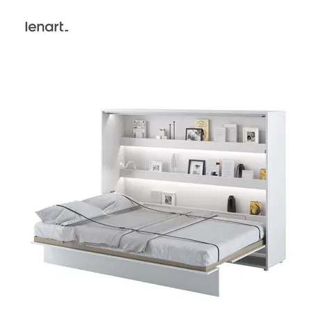 Postele Dig-net nábytek Sklápěcí postel Lenart BED CONCEPT BC-04p | bílý lesk 140 x 200
