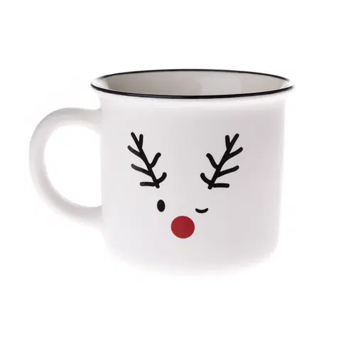 Hrnky a šálky Vánoční porcelánový hrnek Cute reindeer bílá, 380 ml