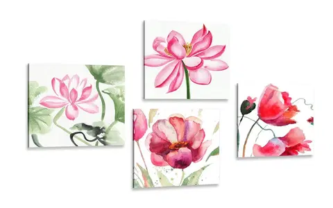 Sestavy obrazů Set obrazů akvarelové květiny