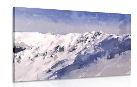 Obrazy imitace olejomalby Obraz olejomalba zasněžených hor