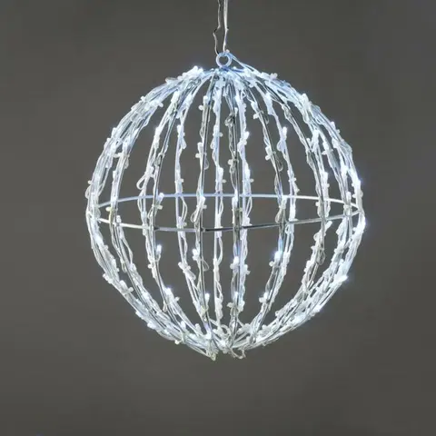 Venkovní dekorace ACA Lighting 3D koule, 100 LED, studená bílá, 220-240V, IP44, 20x20x21cm, bílý kabel, 5m X081002413