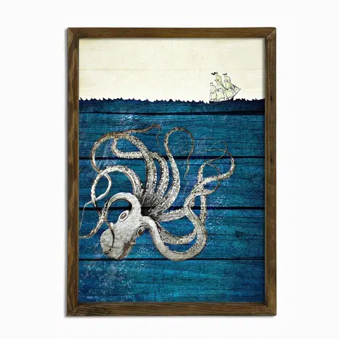 Obrazy Wallity Nástěnný obraz Octopus 50x70 cm modrý