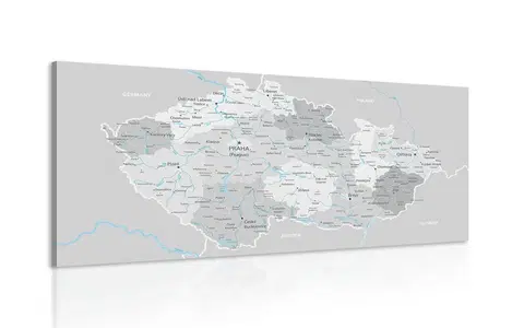 Obrazy mapy Obraz šedá mapa Česka s kontrastem