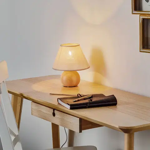 Stolní lampy na noční stolek Envostar Envostar Gill stolní lampa, dřevo přírodní/béžová