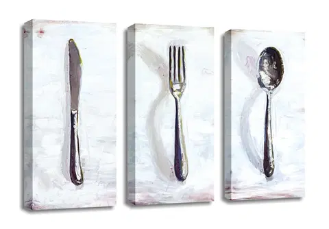 Obrazy Wallity Sada obrazů Dinner 3 ks bílá