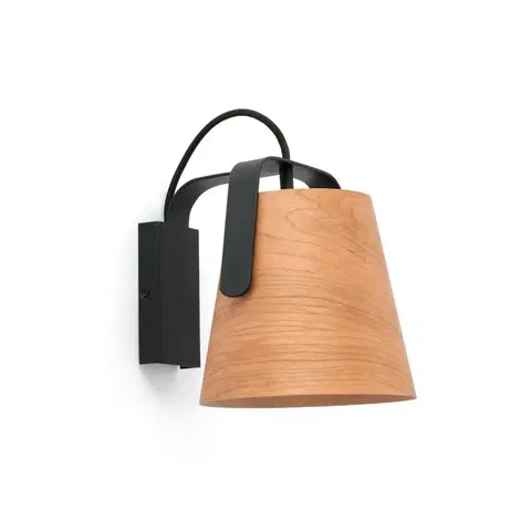 Moderní nástěnná svítidla FARO STOOD nástěnná lampa, černá a dřevo