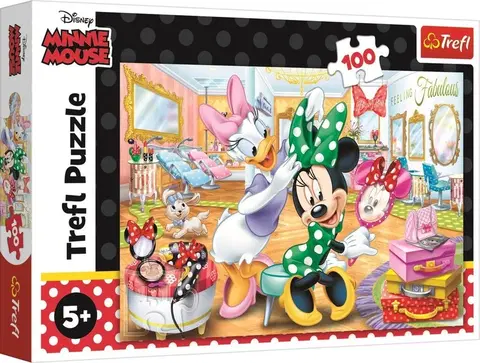 Hračky puzzle TREFL - Puzzle 100 Minnie v salonu krásy Disney Minnie