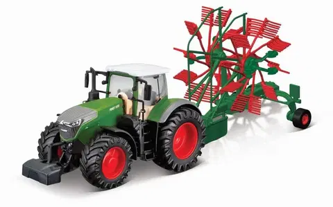 Hračky BBURAGO - Bburago 10cm farm traktor na setrvačník s vlečkou fendt 1050 vario