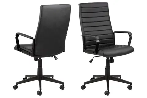 Kancelářská křesla Dkton Kancelářská židle Triston černá koženka