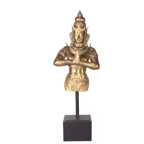 Luxusní stylové sošky a figury Estila Luxusní zlatá socha Diosa na vysokém podstavci 170cm
