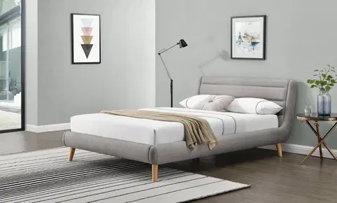 Postele HALMAR Čalouněná postel Elanda 160x200 dvoulůžko - světle šedá