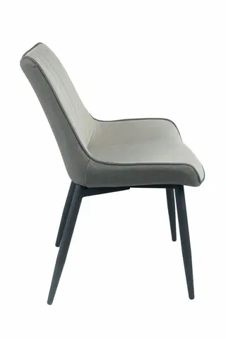 Luxusní jídelní židle Estila Moderní jídelní židle Vidar s čalouněním z eko kůže s černými nožičkami z kovu dvoutónová skandinávská šedá 87cm