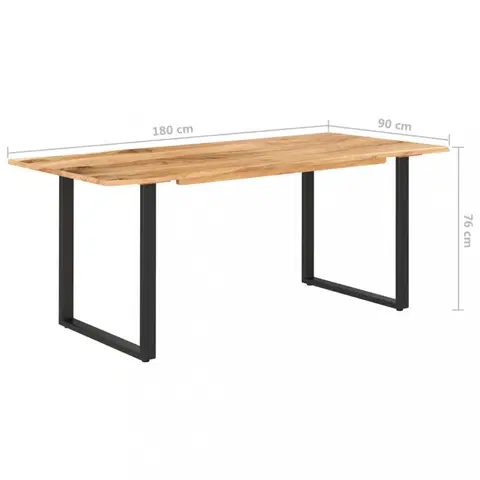 Jídelní stoly Jídelní stůl masivní dřevo / ocel Dekorhome 180x90x76 cm