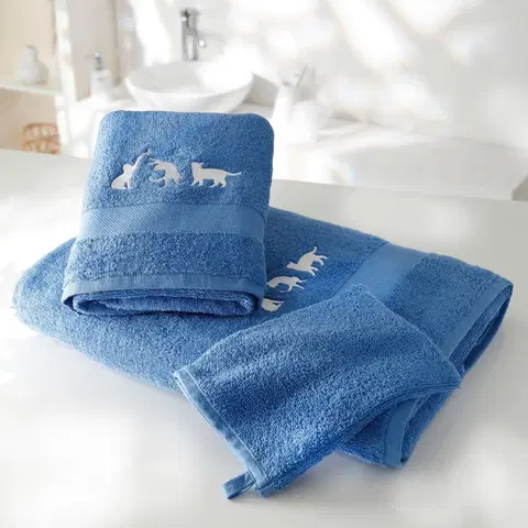Ručníky Froté sada koupelnového textilu s výšivkou kočky