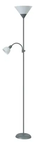 Stojací lampy na čtení Rabalux stojací lampa Action E27 1x MAX 100W + E14 1x MAX 25W stříbrná 4028