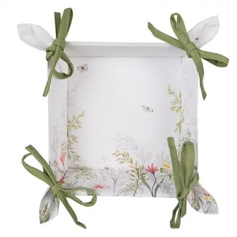 Chlebníky Bavlněný košík na pečivo s lučními květy Wildflower Fields - 35*35*8 cm Clayre & Eef WFF47