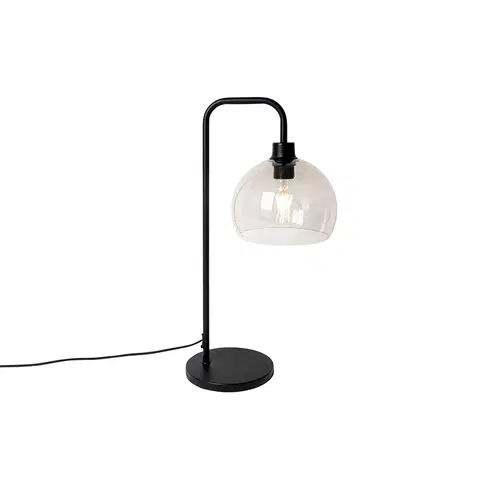 Stolni lampy Moderní stolní lampa černá s efektem kouřového skla - Maly