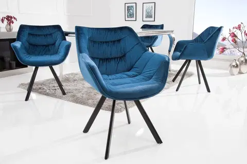 Židle Jídelní křeslo THEIA Dekorhome Modrá