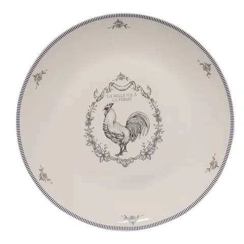 Talíře Porcelánový jídelní talíř s kohoutem Devine French Roster - Ø 26cm Clayre & Eef DFRFP
