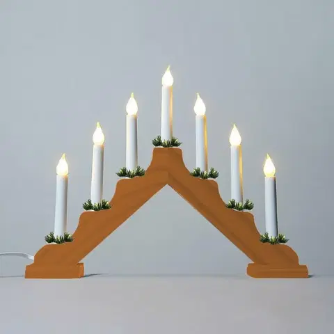 Vánoční svícny Exihand Adventní svícen 2262-130.T dubový s taženou žárovkou LED FILAMENT, 7x34V/3W                          KONST