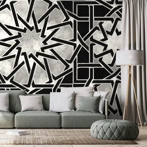 Černobílé tapety Tapeta orientální mozaika v černobílém