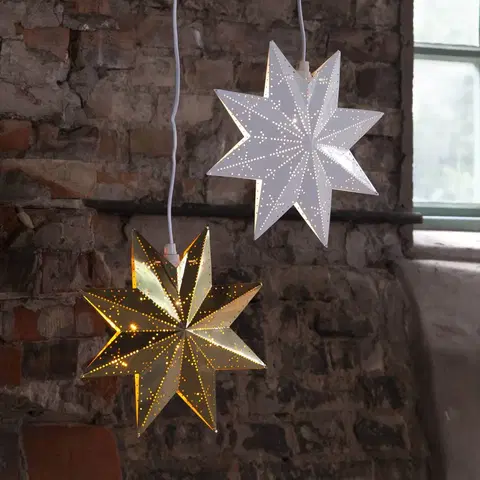 Vánoční světelná hvězda STAR TRADING Dekorační hvězda Classic z kovu, bílá