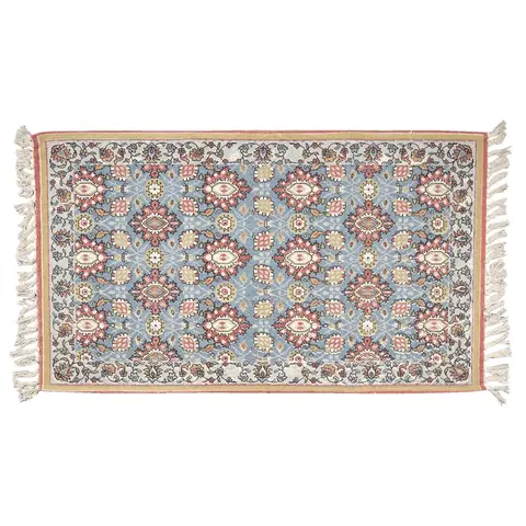 Koberce a koberečky Modrý bavlněný koberec s ornamenty a třásněmi - 140*200 cm Clayre & Eef KT080.062L