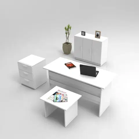 Kancelářské a psací stoly Set kancelářského nábytku VO12 bílý
