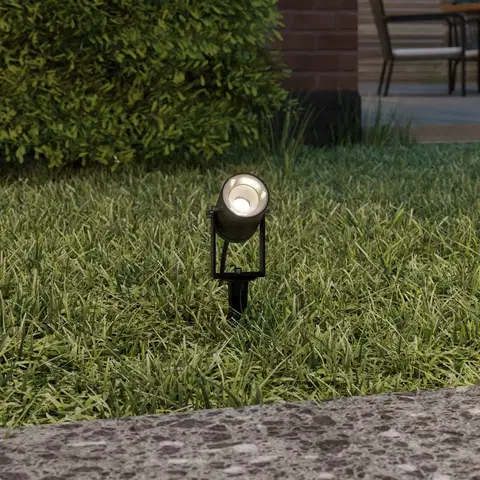 Zemní svítidlo s bodcem Lucande Venkovní osvětlení Galina, kolík, tmavě šedé 10cm