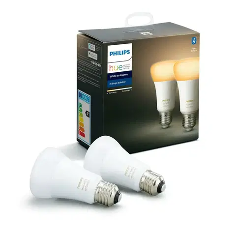 LED žárovky PHILIPS HUE Hue Bluetooth LED White Ambiance žárovka E27 A19 6W 806lm 2200K-6500K set 2 ks