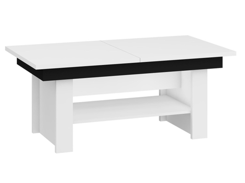 Konferenční stolky Konferenční stolek ARARAT rozkládací lesklý, barva: bílá/černý lesk, 5 let záruka