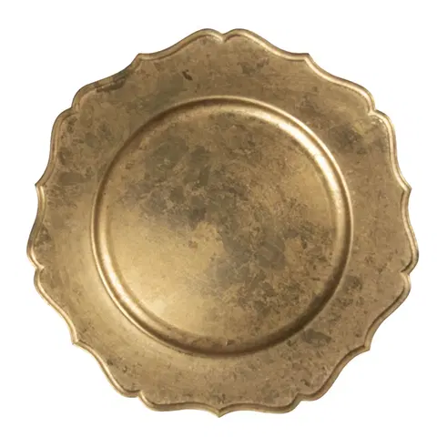 Talíře Zlatý servírovací talíř / podnos s patinou I - Ø 33 cm Clayre & Eef 64597GO