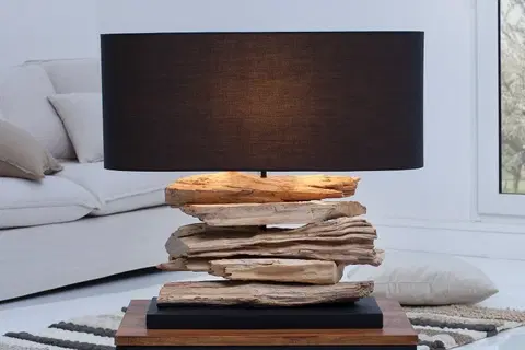 Designové a luxusní noční lampy do ložnice Estila Designová stolní lampa Riverine II černá