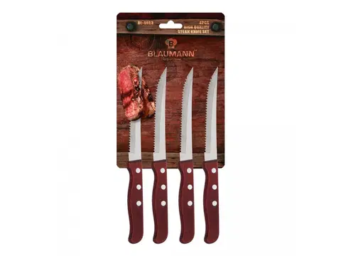 Nože a nůžky, ocílky, špalky BLAUMANN - Nože steak sada 4ks BLAUM