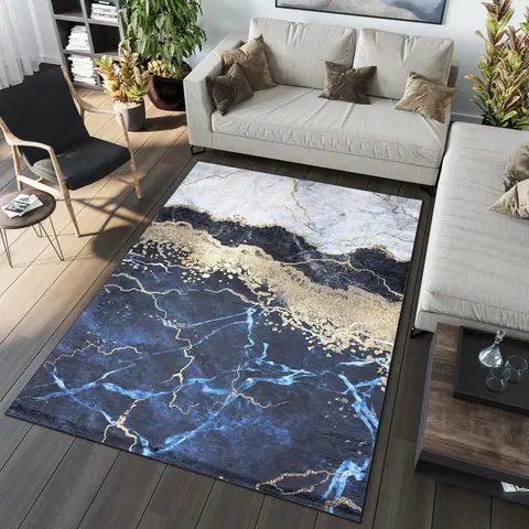 Moderní koberce Modrý módní koberec s abstraktním vzorem