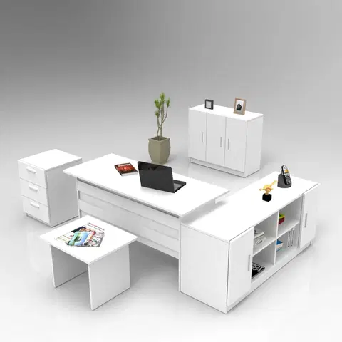 Kancelářské a psací stoly Set kancelářského nábytku VO16 bílý