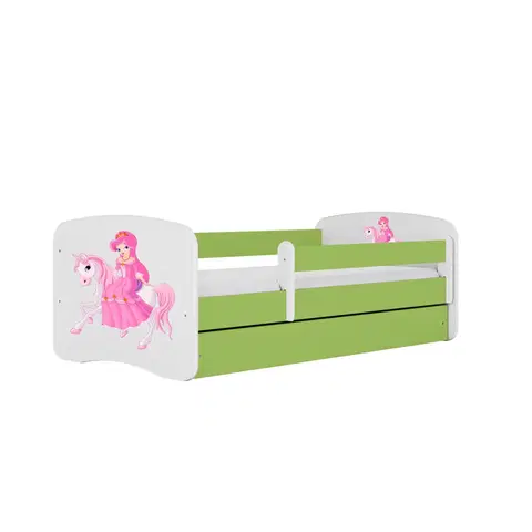 Dětské postýlky Kocot kids Dětská postel Babydreams princezna na koni zelená, varianta 80x160, se šuplíky, bez matrace
