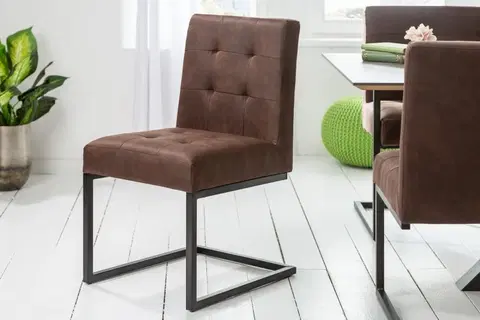 Luxusní jídelní židle Estila Designová hnědá čalouněná jídelní židle Vesoul s kovovou konstrukcí 86cm