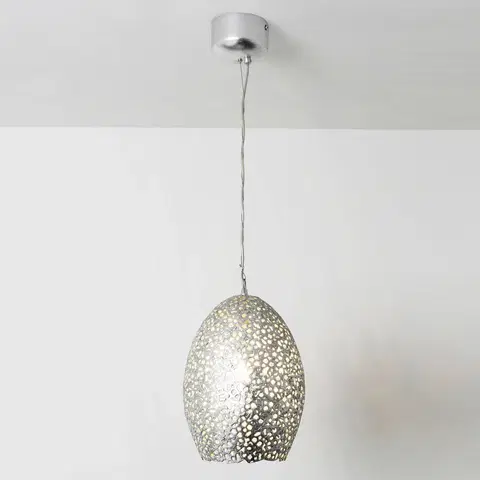 Závěsná světla Holländer Závěsné svítidlo Cavalliere, stříbrné, Ø 22 cm