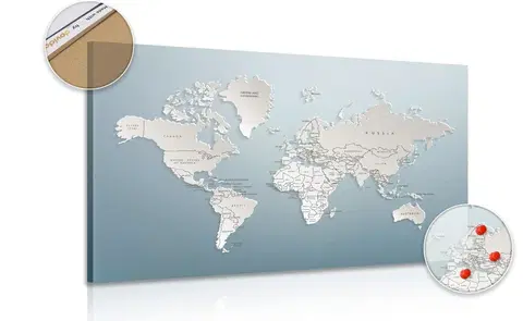 Obrazy na korku Obraz na korku mapa světa v originálním provedení