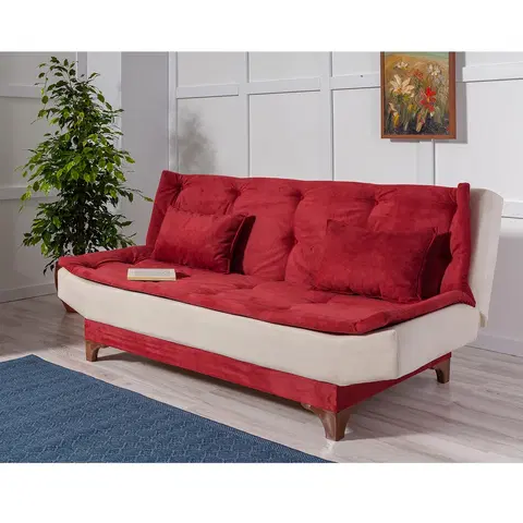 Pohovky a gauče Pohovka s lůžkem KELEBEK trojmístná červená krémová