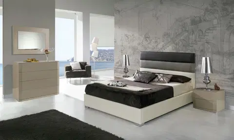 Luxusní a stylové postele Estila Moderní kožená čalouněná postel Desiree s bílo-černým potahem 90-180cm