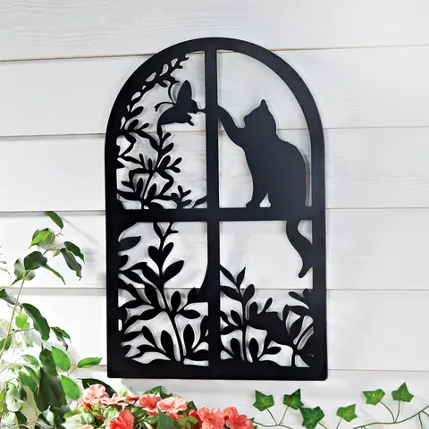 Dekorace oken a dveří Kovová dekorace Kočka