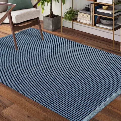 Moderní koberce Modrý protiskluzový koberec vhodný do předsíně