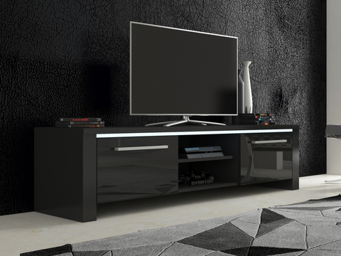 TV stolky TV stolek ZARKENT 2, černá/černý lesk, 5 let záruka