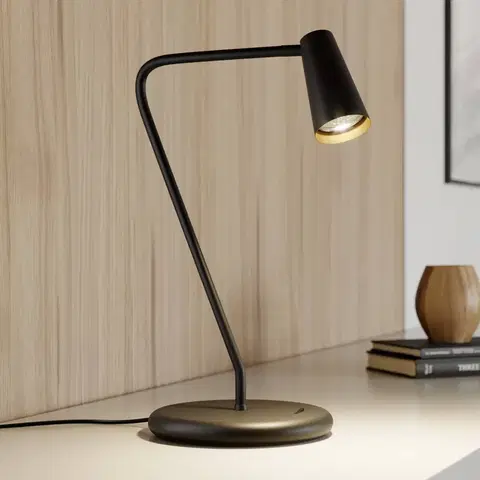Stolní lampy kancelářské Lucande Lucande Angelina stolní lampa, černo-zlatá