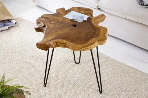 Designové a luxusní konferenční stolky Estila Designový moderní odkládací stolek z kmene stromu Wild 55cm