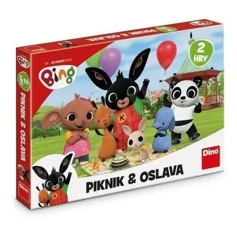 Deskové hry Piknik a Oslava 2v1 Králíček Bing dětské společenské hry v krabici 33,5x23x3,5cm
